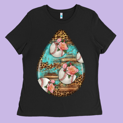American Football And Western Roses Teardrop Ladies Tee Designed By Bundleandbundleshop
