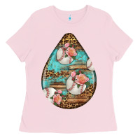 Bubblegum Pink american football and western roses teardrop Ladies Tee - BundleAndBundleShop