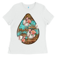 White american football and western roses teardrop Ladies Tee - BundleAndBundleShop