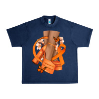 Navy Kidney Cancer diva orange ribbon Urban Heavy Tee - NancyCooperArtShop