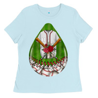 Baby Blue baseball and western roses teardrop  2 Ladies Tee - BundleAndBundleShop