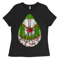 Black baseball and western roses teardrop  2 Ladies Tee - BundleAndBundleShop