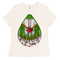 Bone baseball and western roses teardrop  2 Ladies Tee - BundleAndBundleShop