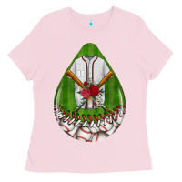 Bubblegum Pink baseball and western roses teardrop  2 Ladies Tee - BundleAndBundleShop