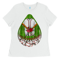 White baseball and western roses teardrop  2 Ladies Tee - BundleAndBundleShop