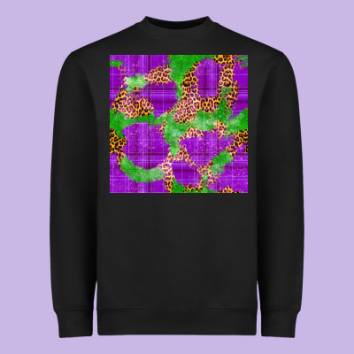 Mardi Gras Leopard Seamless Pattern Heavyweight Sweatshirt Designed By Fadigitalartstudio