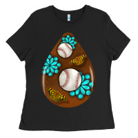 Black baseball and western roses teardrop  1 Ladies Tee - BundleAndBundleShop