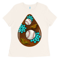 Bone baseball and western roses teardrop  1 Ladies Tee - BundleAndBundleShop