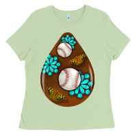 Matcha baseball and western roses teardrop  1 Ladies Tee - BundleAndBundleShop