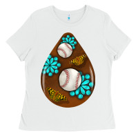 White baseball and western roses teardrop  1 Ladies Tee - BundleAndBundleShop