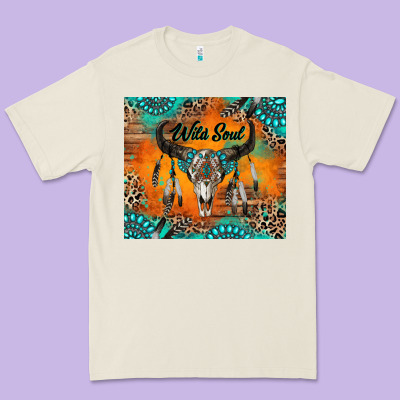 Wild Soul Boho Bull Skull Premium Tee Designed By Ranaportraitstore
