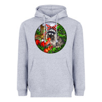 Heather Grey Christmas Raccoon Heavyweight Hoodie - LillyAllenDesigns