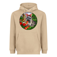 Mushroom Christmas Raccoon Heavyweight Hoodie - LillyAllenDesigns