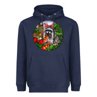 Navy Christmas Raccoon Heavyweight Hoodie - LillyAllenDesigns
