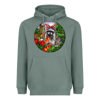 Sage Christmas Raccoon Heavyweight Hoodie - LillyAllenDesigns