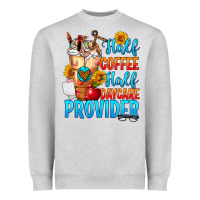 Heather Grey Half coffee half daycare provider Heavyweight Sweatshirt - FaDigitalArtStudio