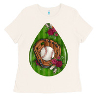 Bone baseball and western roses teardrop  4 Ladies Tee - BundleAndBundleShop