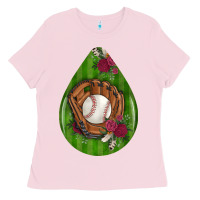 Baseball And Western Roses Teardrop  4 Ladies Tee | Teevron