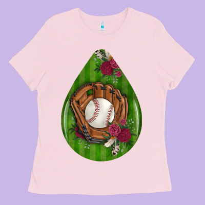 Baseball And Western Roses Teardrop  4 Ladies Tee Designed By Bundleandbundleshop