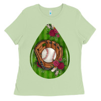 Matcha baseball and western roses teardrop  4 Ladies Tee - BundleAndBundleShop