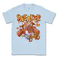 Dusty Blue orange galaxy sneaker girl afro woman Classic Tee - RanaPortraitStore