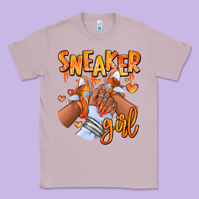 Orange Galaxy Sneaker Girl Afro Woman Classic Tee Designed By Ranaportraitstore