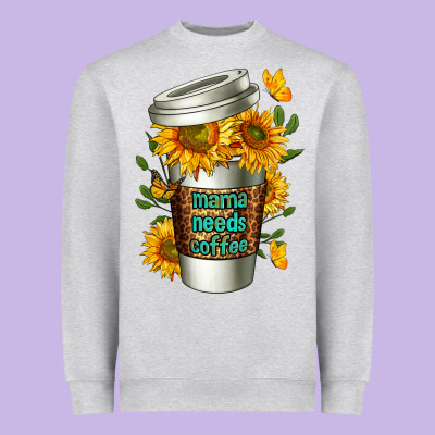 Mama Needs Coffee Cup Heavyweight Sweatshirt Designed By Fadigitalartstudio