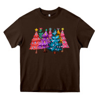 Chocolate Brown christmas trees and lights Heavy Core Tee - MaliasSmallBusiness