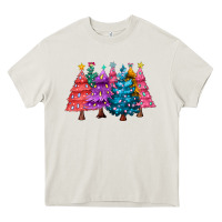 Cream christmas trees and lights Heavy Core Tee - MaliasSmallBusiness
