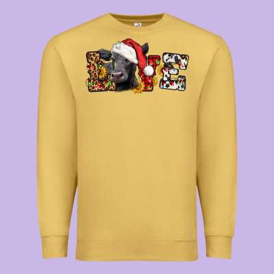 Love Christmas Black Angus Premium Sweatshirt Designed By Lillyallendesigns