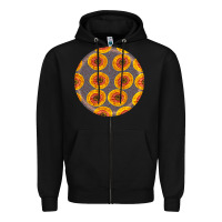 Black african fabric pattern round earrings 4 Zipper Hoodie - BundleAndBundleShop