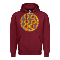 Burgundy african fabric pattern round earrings 4 Zipper Hoodie - BundleAndBundleShop