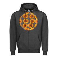 Charcoal Heather african fabric pattern round earrings 4 Zipper Hoodie - BundleAndBundleShop