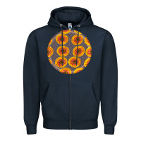 Navy african fabric pattern round earrings 4 Zipper Hoodie - BundleAndBundleShop