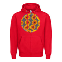 Red african fabric pattern round earrings 4 Zipper Hoodie - BundleAndBundleShop