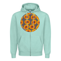 Seafoam african fabric pattern round earrings 4 Zipper Hoodie - BundleAndBundleShop