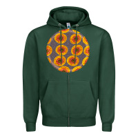 Sports Green african fabric pattern round earrings 4 Zipper Hoodie - BundleAndBundleShop