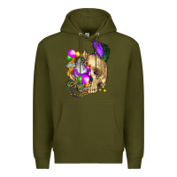 Army Green mardi gras skull Premium Hoodie - FaDigitalArtStudio