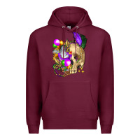 Burgundy mardi gras skull Premium Hoodie - FaDigitalArtStudio