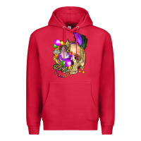 Cardinal mardi gras skull Premium Hoodie - FaDigitalArtStudio