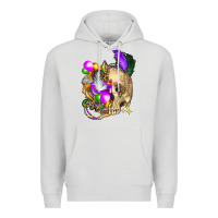 Dove Grey mardi gras skull Premium Hoodie - FaDigitalArtStudio