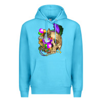 Ocean Blue mardi gras skull Premium Hoodie - FaDigitalArtStudio