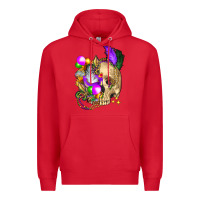 Red mardi gras skull Premium Hoodie - FaDigitalArtStudio