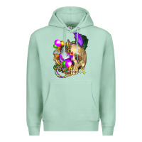 Seafoam mardi gras skull Premium Hoodie - FaDigitalArtStudio