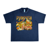 Navy Pumpkin farm with truck Urban Heavy Tee - texasbilliewilder