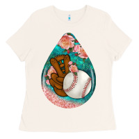 Bone baseball and western roses teardrop  3 Ladies Tee - BundleAndBundleShop