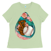 Matcha baseball and western roses teardrop  3 Ladies Tee - BundleAndBundleShop