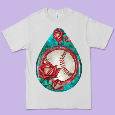 Baseball And Western Roses Teardrop  7 Premium Tee Designed By Bundleandbundleshop
