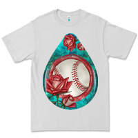 Dove Grey baseball and western roses teardrop  7 Premium Tee - BundleAndBundleShop