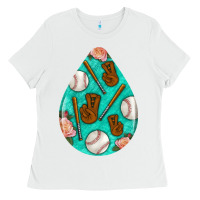 White baseball and western roses teardrop  5 Ladies Tee - BundleAndBundleShop